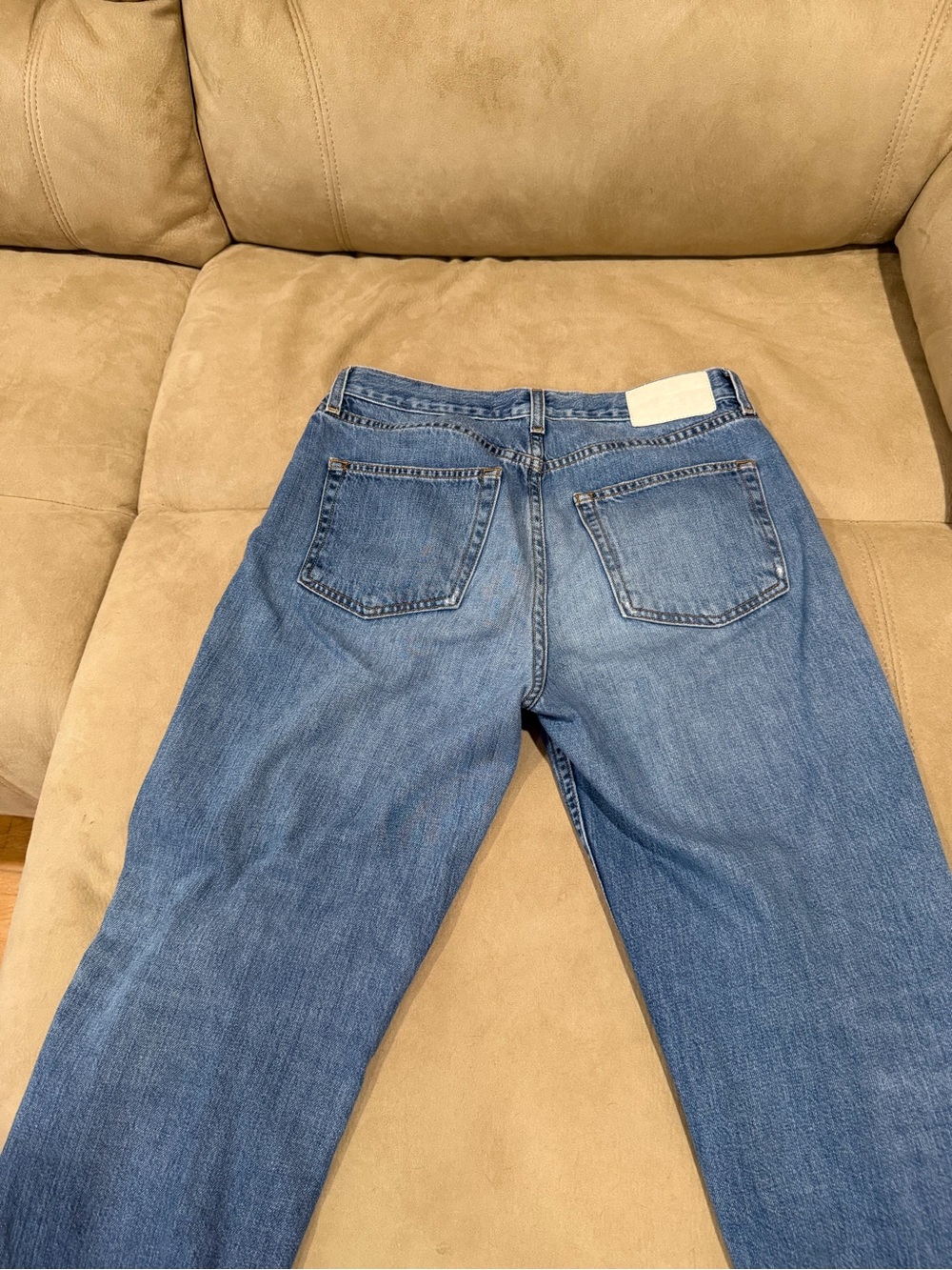 GRLFRND High-Rise Wide Leg Jeans in Medium Blue